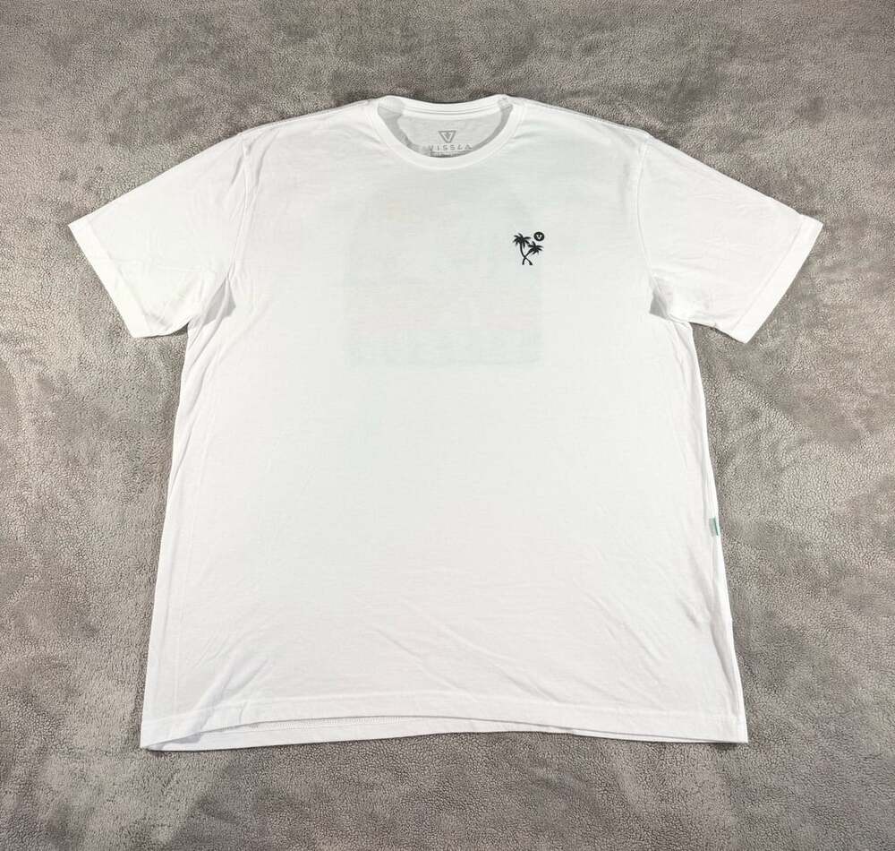 Vissla Everyday Heather Palm Tree Graphic White Short Sleeve T-Shirt XXL
